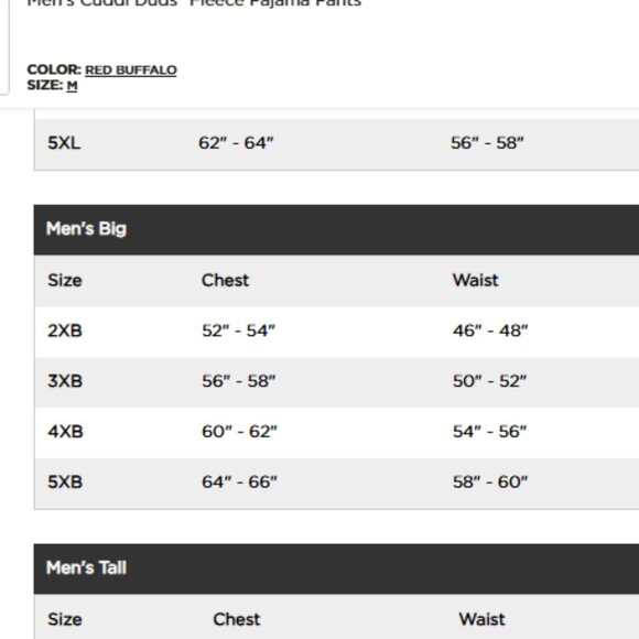 NWT Men's Cuddl Duds Fleece Pajama Pants Red Buffalo Plaid 3X 3XB (big) - Picture 8 of 8